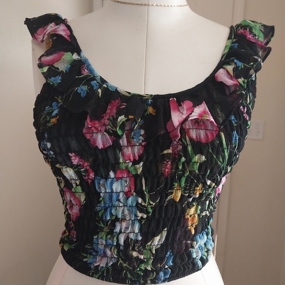 Misa Los Angeles Paola Cropped Floral Top Sz XS - Picture 8 of 14